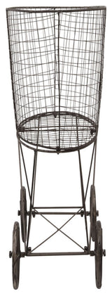 Vintage Metal Laundry Basket With Wheels, Black