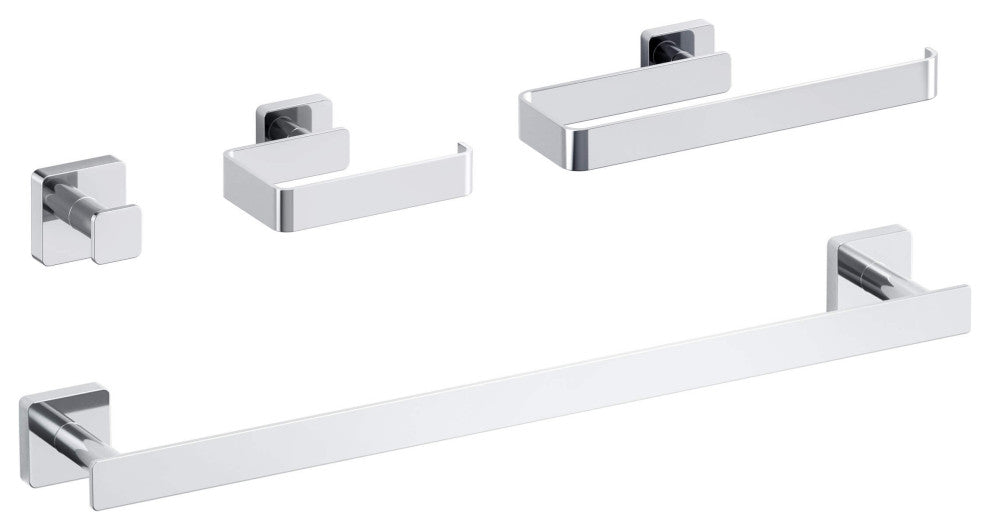 Blaze 4 Piece Bathroom Hardware Set, Chrome