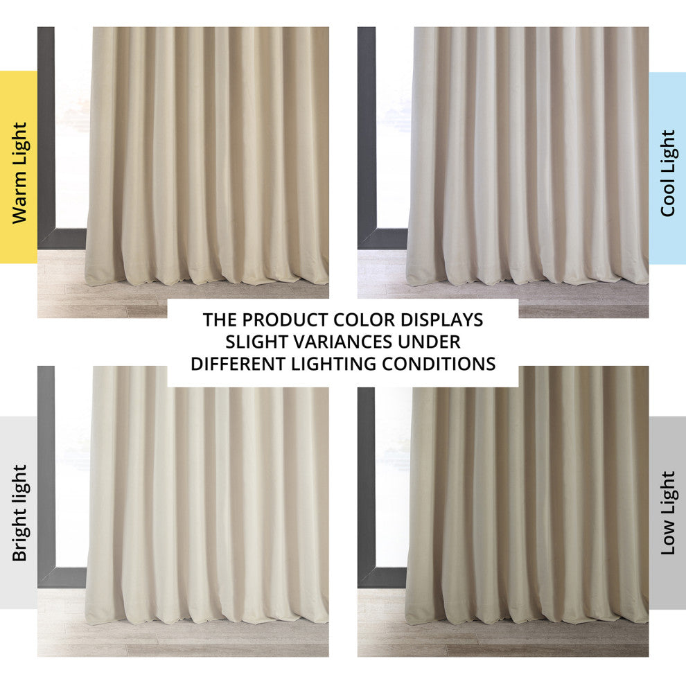 Extra Wide Blackout Velvet Curtain Single Panel, Neutral Ground, 100w X 96l