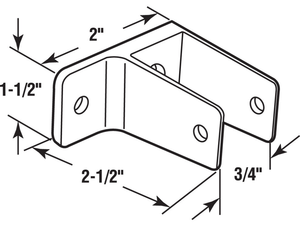 One Ear Wall Bracket, For 3/4" Thick Panels, Zinc Alloy, Chrome Plated
