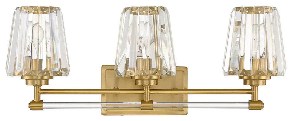 Garnet 3-Light Bathroom Vanity Light, Matte Black, Warm Brass