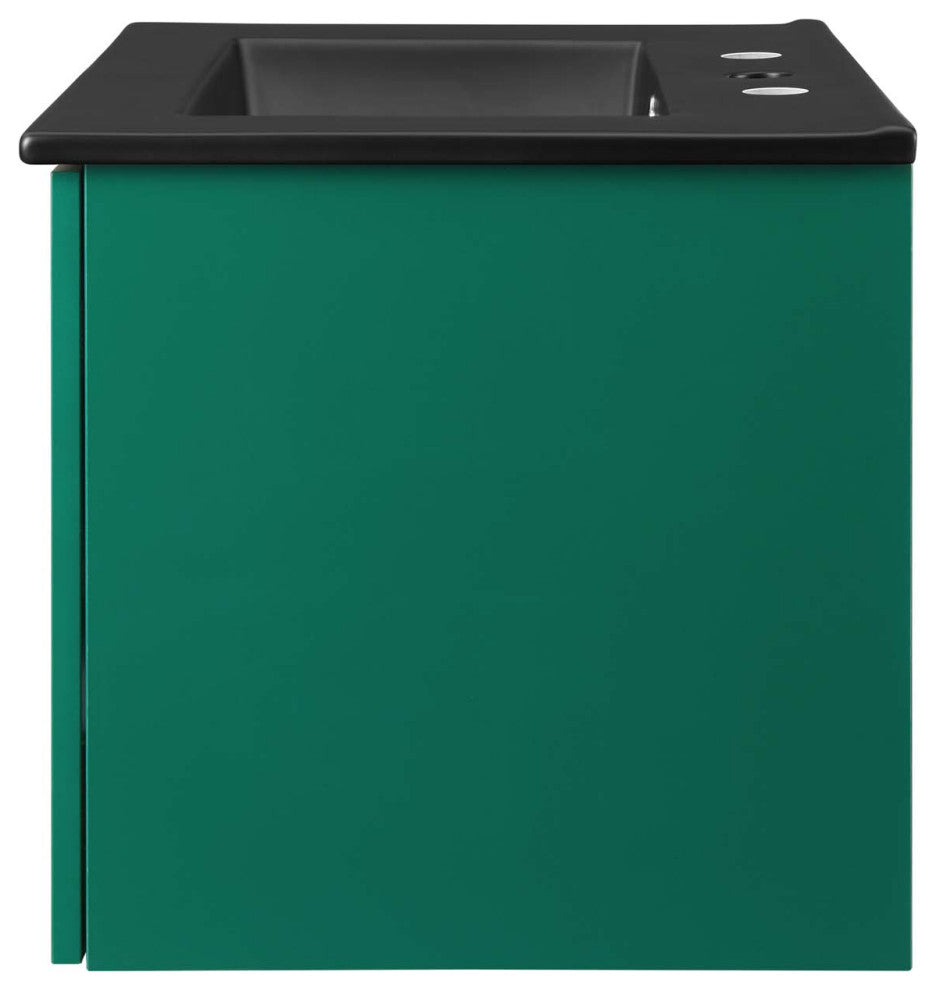 Sink Vanity Cabinet, Wall Mounted, Melamine, Green Black, Modern, Bathroom