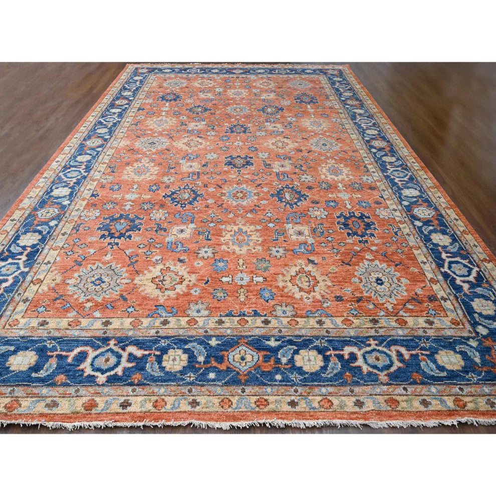 Knockout Orange Mahal Design Wool Hand Knotted Oversized Oriental Rug 12'x17'10"