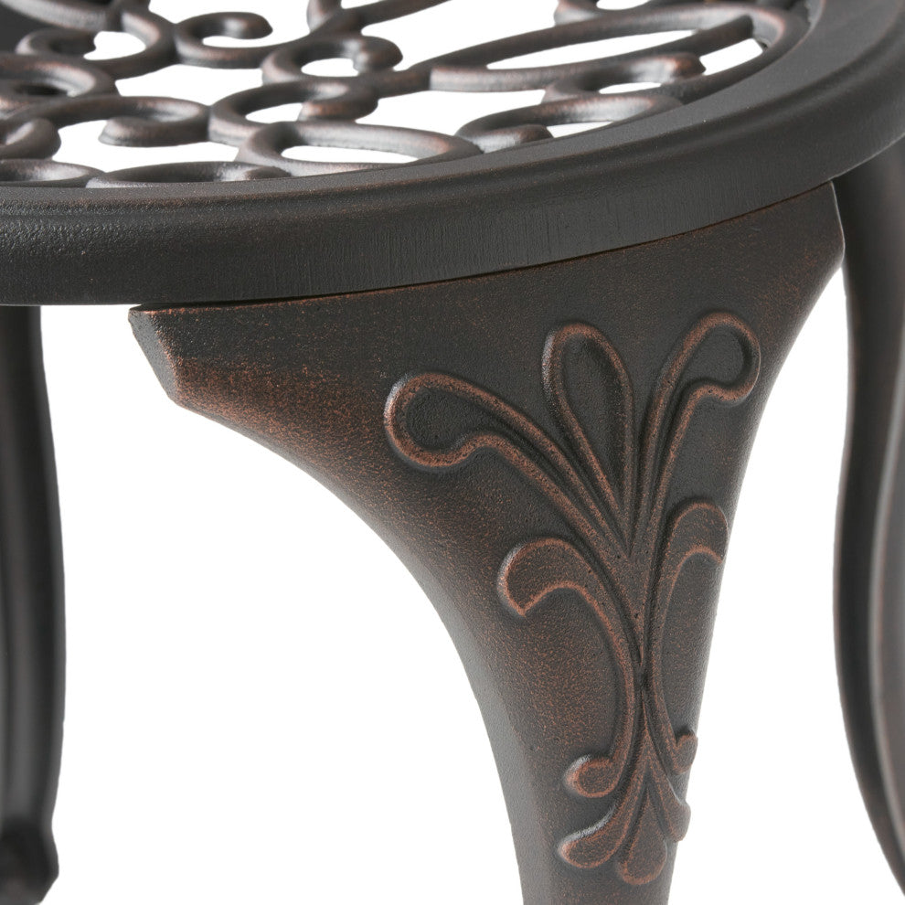 GDF Studio 3-Piece Andover Outdoor Copper Cast Aluminum Bistro Set