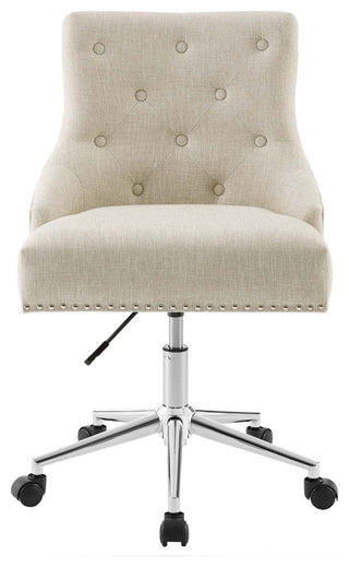 Regent Tufted Button Swivel Upholstered Fabric Office Chair Beige