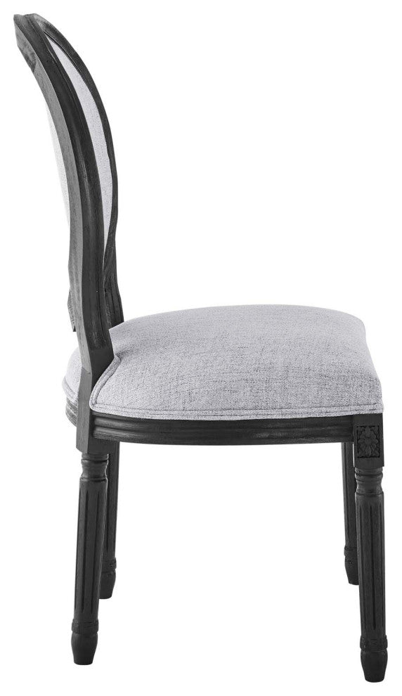 Emanate Vintage French Upholstered Fabric Dining Side Chair Black Light Gray