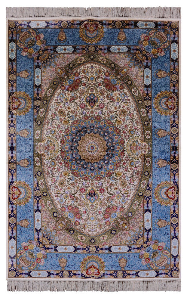 4' 0" X 6' 0'' Persian 100% Silk High End Hand Knotted Rug Q4823