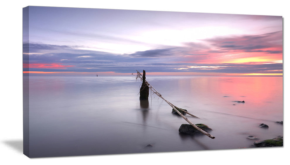 "Lazy River At River Tejo Sacavem" Contemporary Seascape Art Canvas, 32"x16"