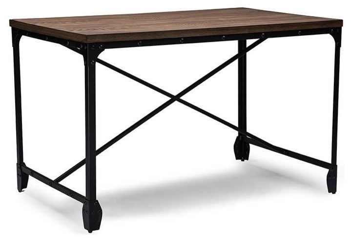 Grayson Vintage Industrial Antique Bronze Home office Wood Desk