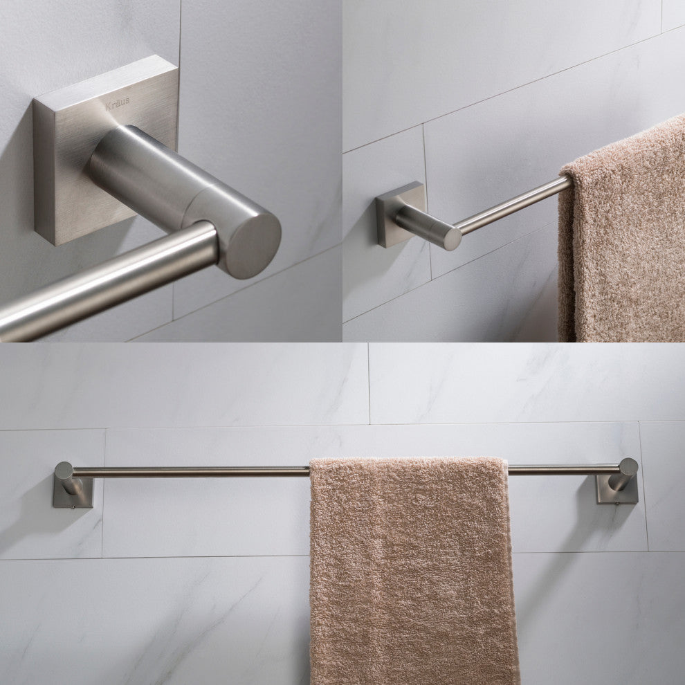 Ventus Bathroom 24" Towel Bar, Brushed Nickel