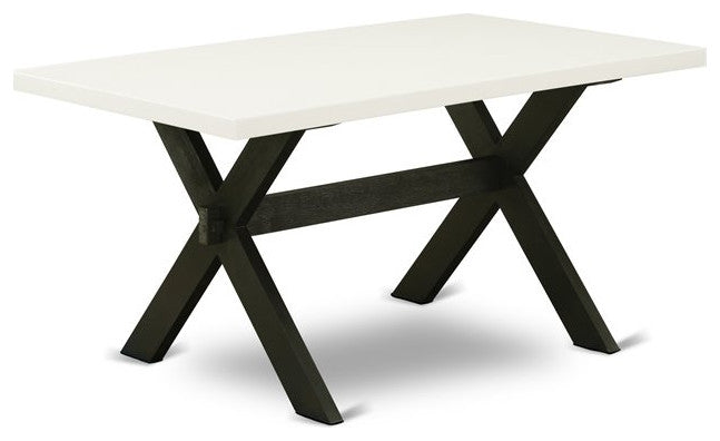 5-Piece Set Linen White Wood Table Top and 4 Linen Fabric Chairs, Black