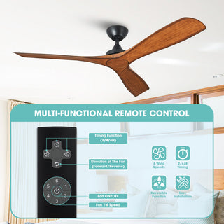 52 in. Modern Ceiling Fan with DC Reversible Motor and Remote