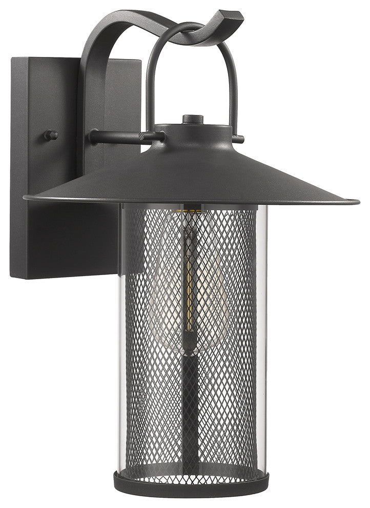 ELIJAH Industrial-style 1 Light Textured Black Outdoor Wall Sconce 14"