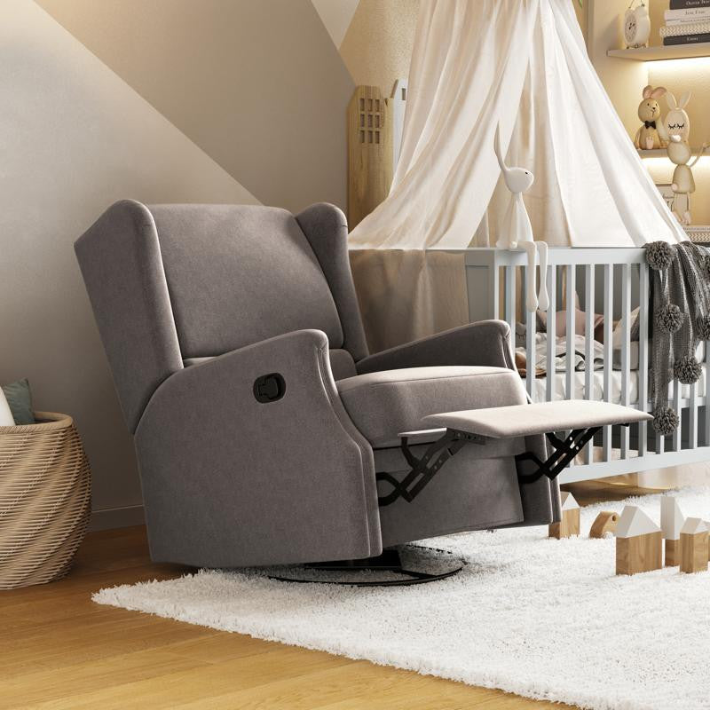 Omma Swivel Wingback Recliner Glider Rocker Recliner, Dark Gray