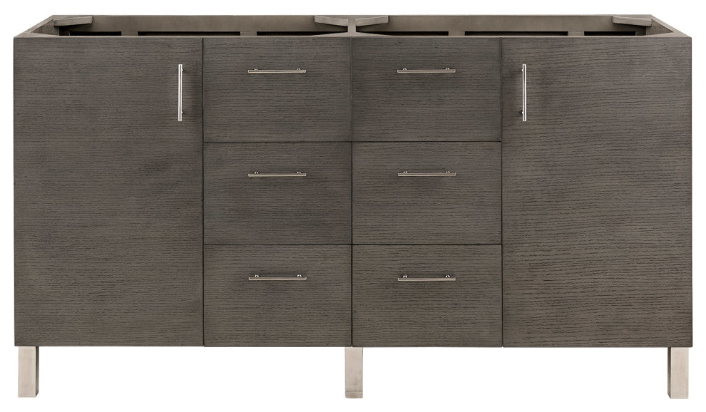Metropolitan 60" Double Vanity, Silver Oak, Charcoal Soapstone