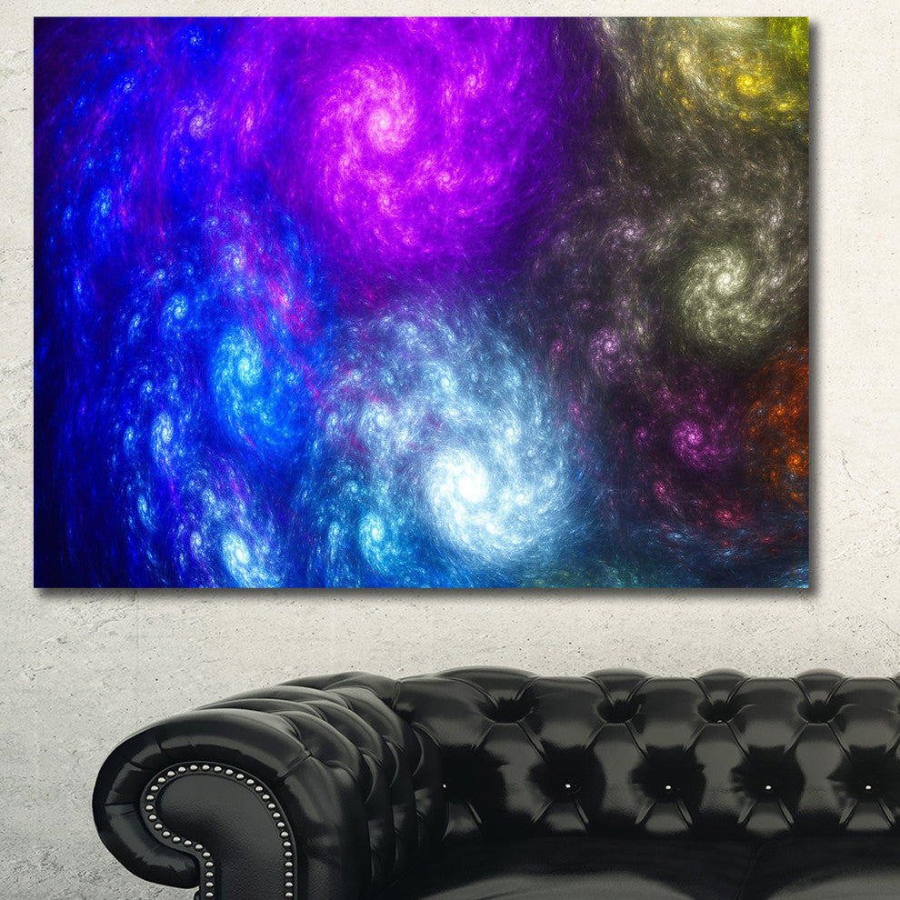 Colorful Fractal Rotating Galaxies, Oversized Abstract Canvas Art Print, 60x40
