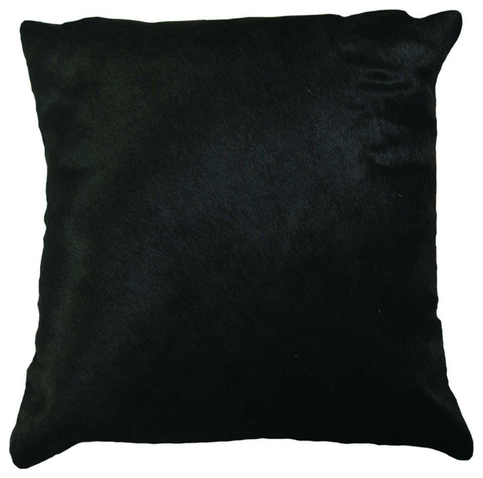 18"x18"x5" Black Cowhide Pillow