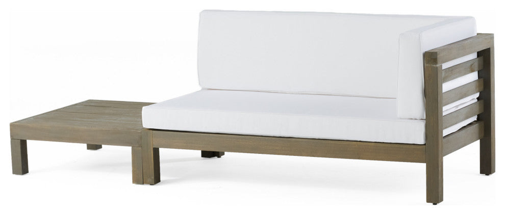 Cascada Outdoor Right Arm Loveseat and Coffee Table Set, White/Gray