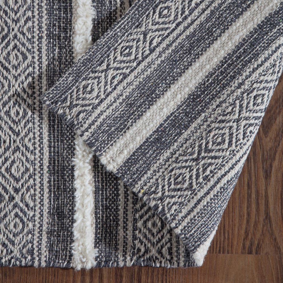 Corrina Charcoal Gray and Natural Cotton Rug, 4''x6''