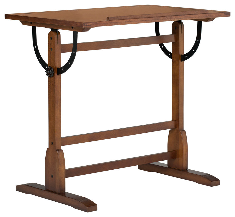 Vintage Drafting Table, Rustic Oak, Rustic Oak, 36"