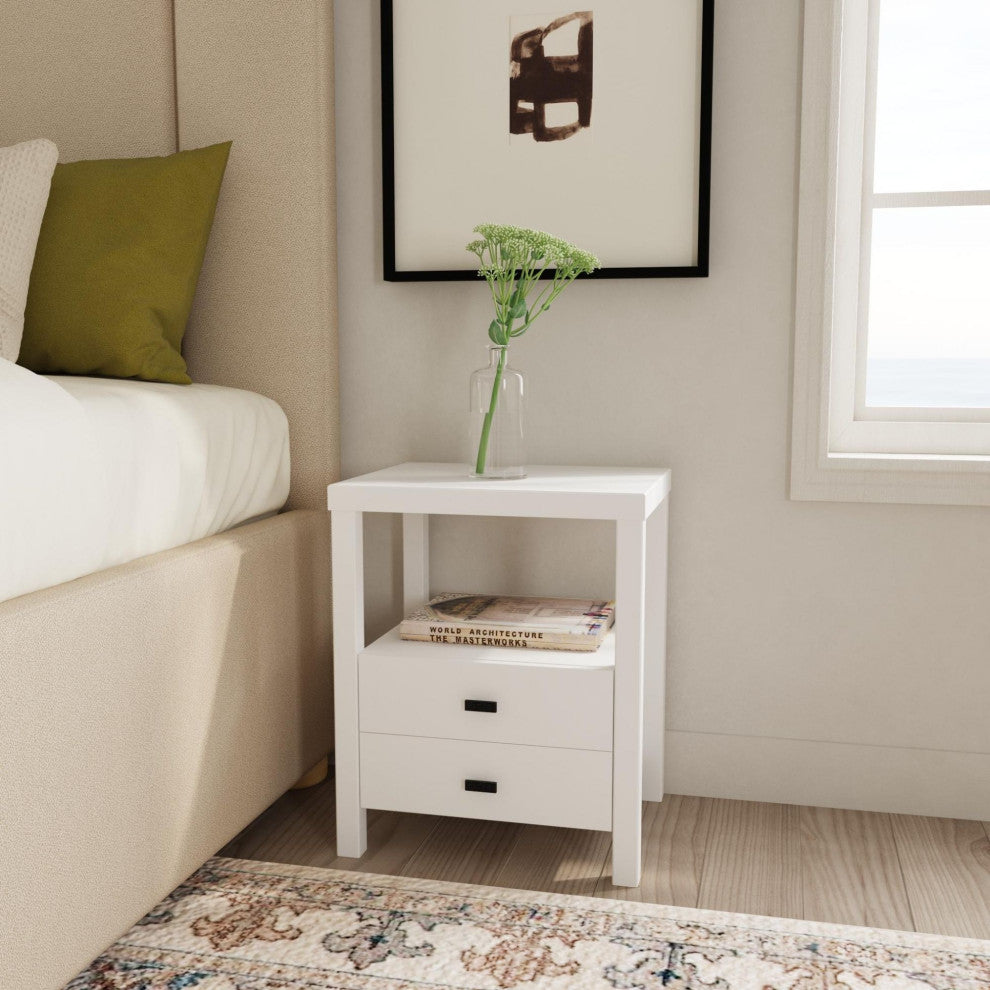 East at Main Westwood Brown Acacia Wood Square Accent Table, White