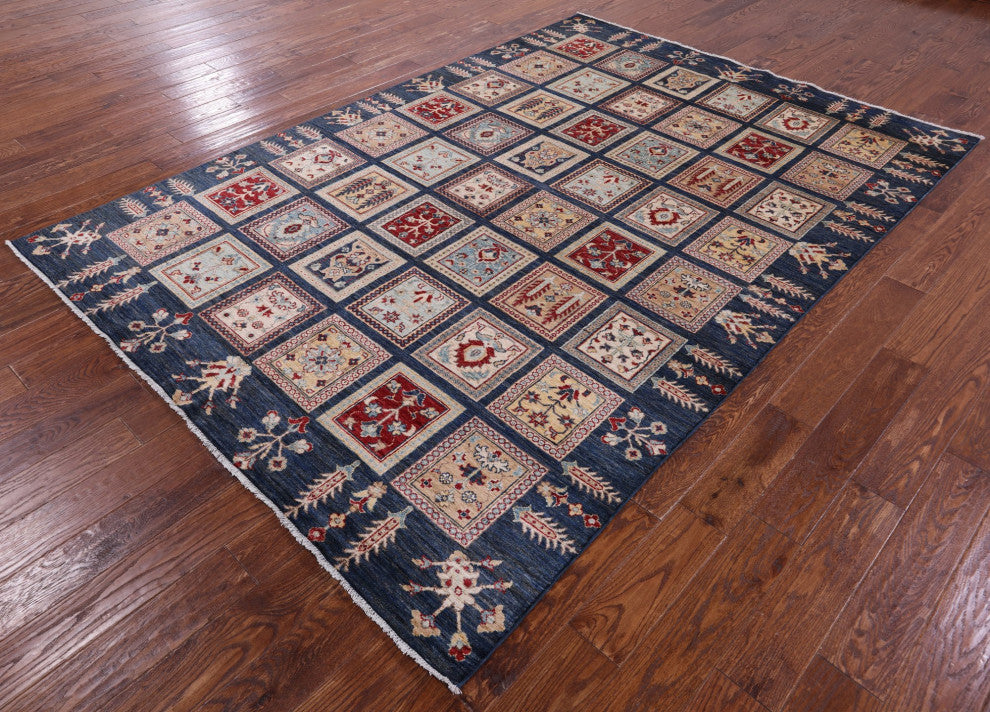 6' 7" X 9' 7" Persian Garden Design Handmade Wool Rug - Q12821