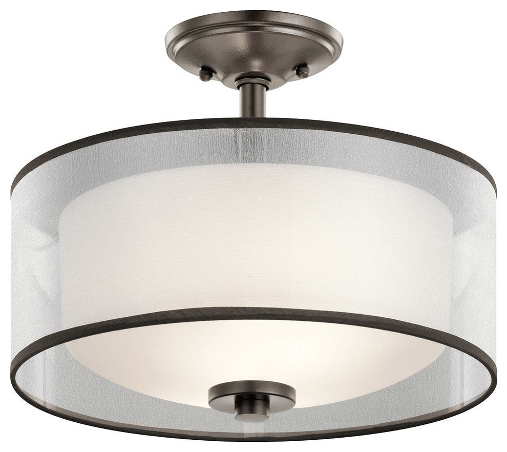 Kichler 43154MIZ Two Light Semi Flush Mount, Mission Bronze Finish