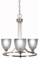 Paramount Uplight 3-Light Chandelier, Brushed Nickel, 5" Clear Ribbed Glass