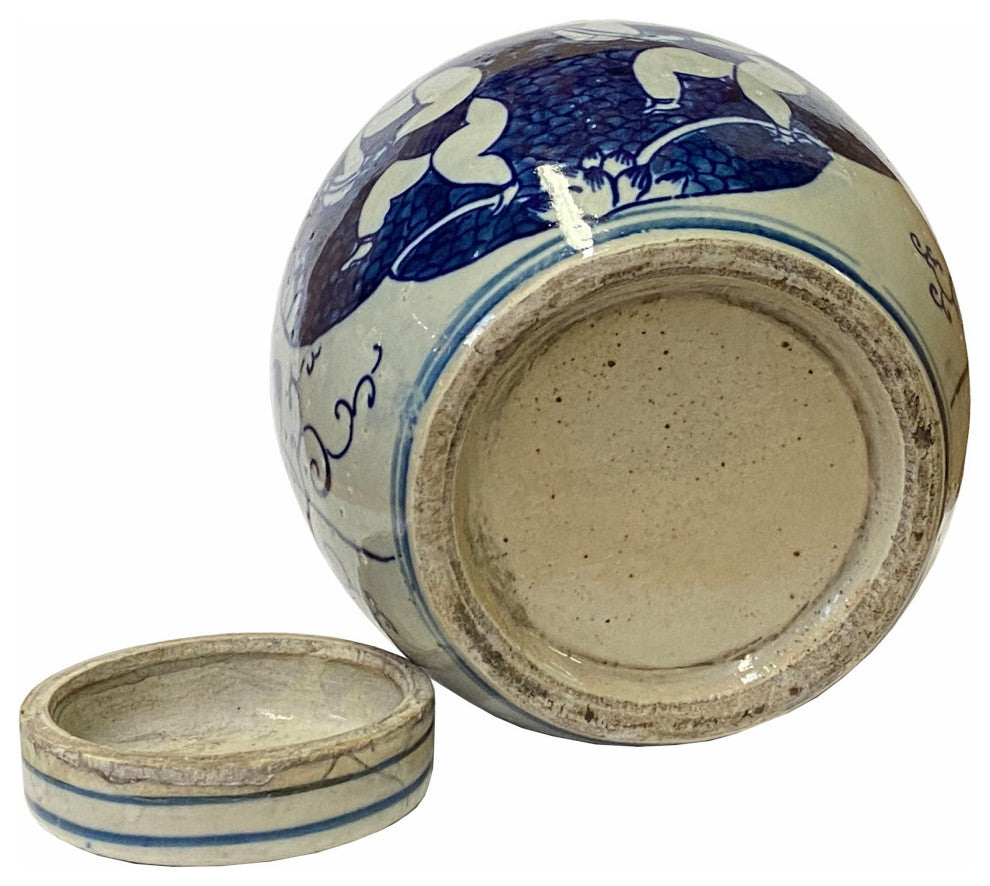 Chinese Oriental Small Blue White Twin Kids Porcelain Ginger Jar Hws1858
