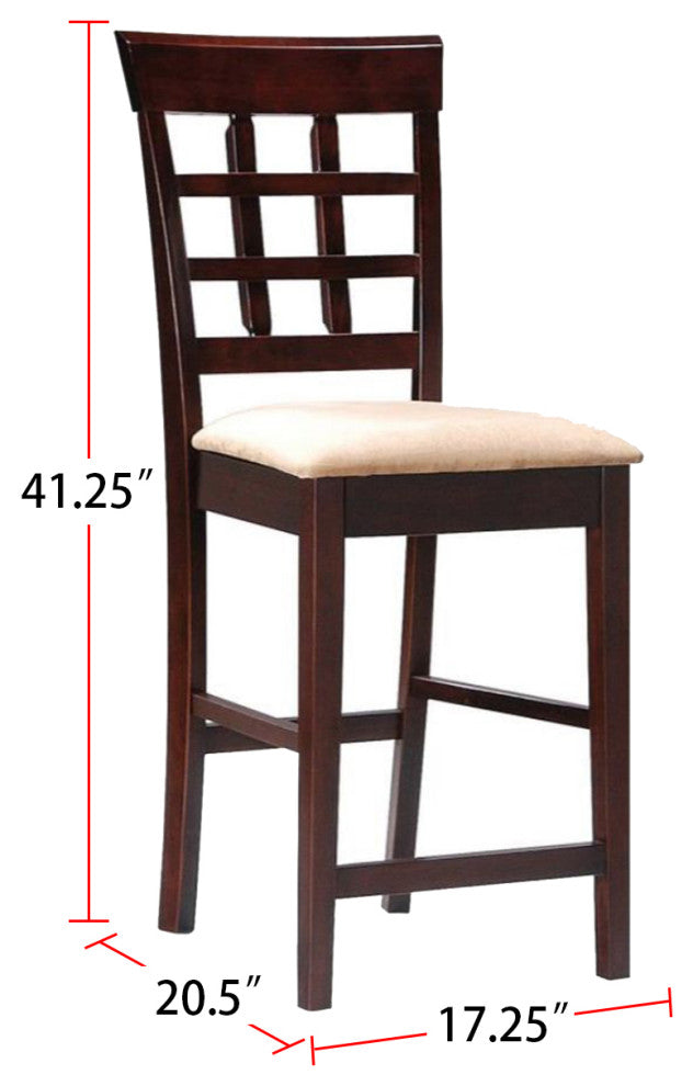 Set of 2 Counter Height Stools, Cappuccino and Tan