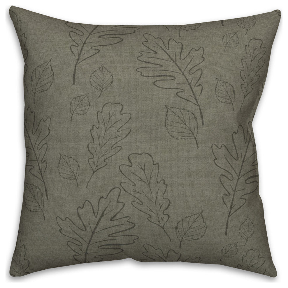 Green Large Leaf Pattern 18x18 Spun Poly Pillow