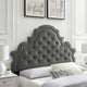 Tufted Headboard, Twin Size, Velvet, Dark Gray, Modern Contemporary