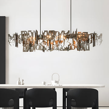Acquanegra Cremonese | Postmodern Grey/Gold Metal Art Rectangle Chandelier, Golden, L47.2", Warm Light, Dimmable