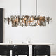 Acquanegra Cremonese | Postmodern Grey/Gold Metal Art Rectangle Chandelier, Golden, L47.2", Warm Light, Dimmable