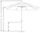 11' Matted White Collar Tilt Crank Aluminum Umbrella, Tuscan Pacifica