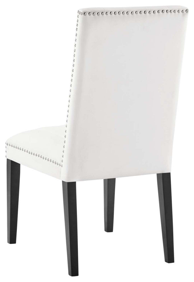 Dining Chair, Nailhead, Set of 2, White, Velvet, Modern, Bistro Hospitality