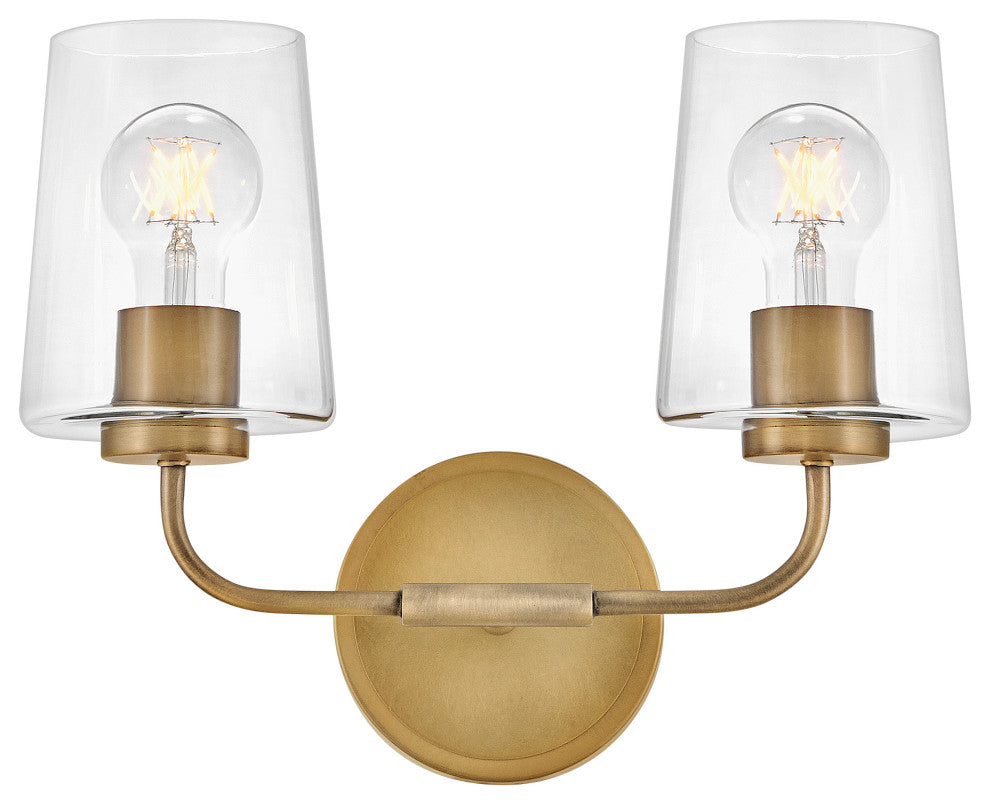 Lark Kline Small Two Light Vanity, Heritage Brass