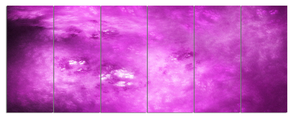 Bright Purple Sky with Stars, Abstract Canvas Art Print, 70"x28", 6 Panels