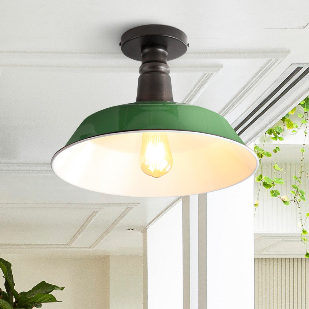 Camila 14" 1-Light Indoor/Outdoor LED Semi Flush Mount, Gray/Black