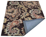 HAND TUFTED WOOL ECO-FRIENDLY AREA RUGS-Brown Color, Floral Design