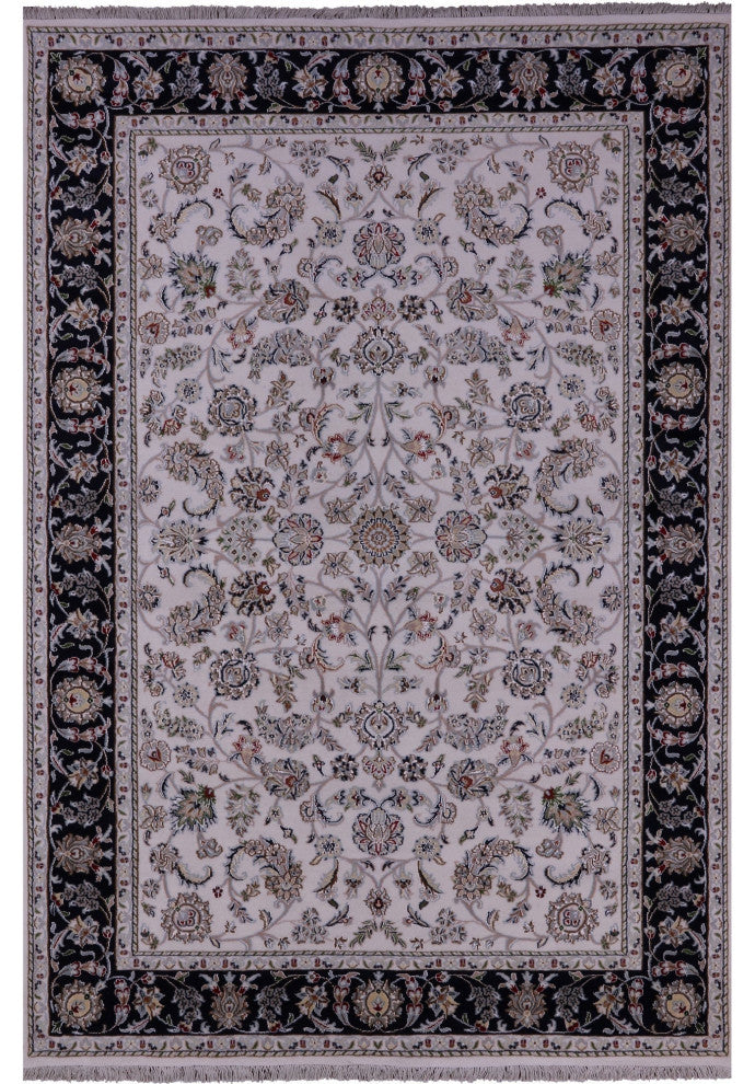 6' 1" X 9' 1" Persian Nain Handmade Wool & Silk Rug - Q14730