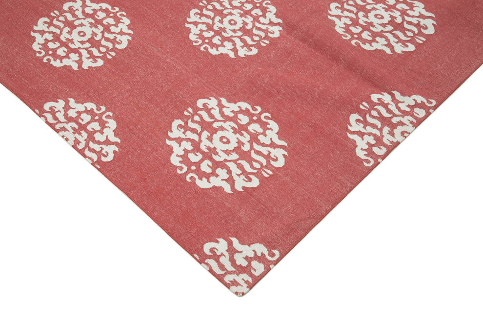 Rug N Carpet - Handmade Wool 9' 1'' x 11' 10'' Modern Design Dhurrie Kilim Rug