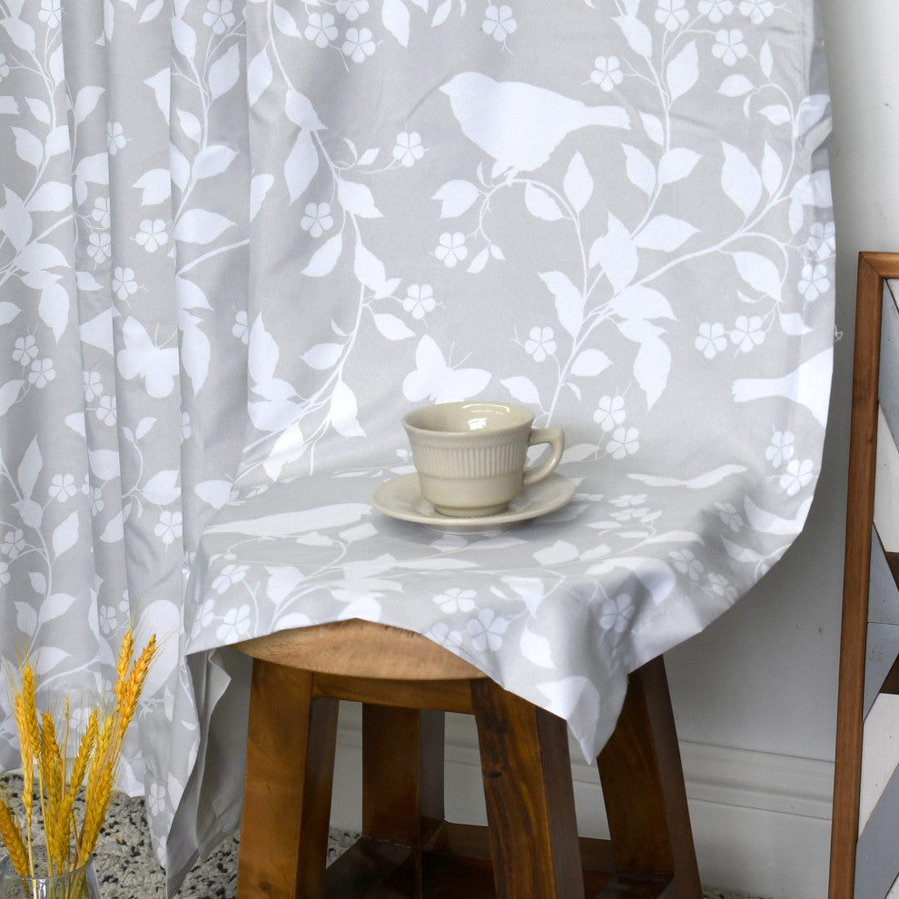 Birdsong 2-Piece Curtain Set, Gray, 60"x84"