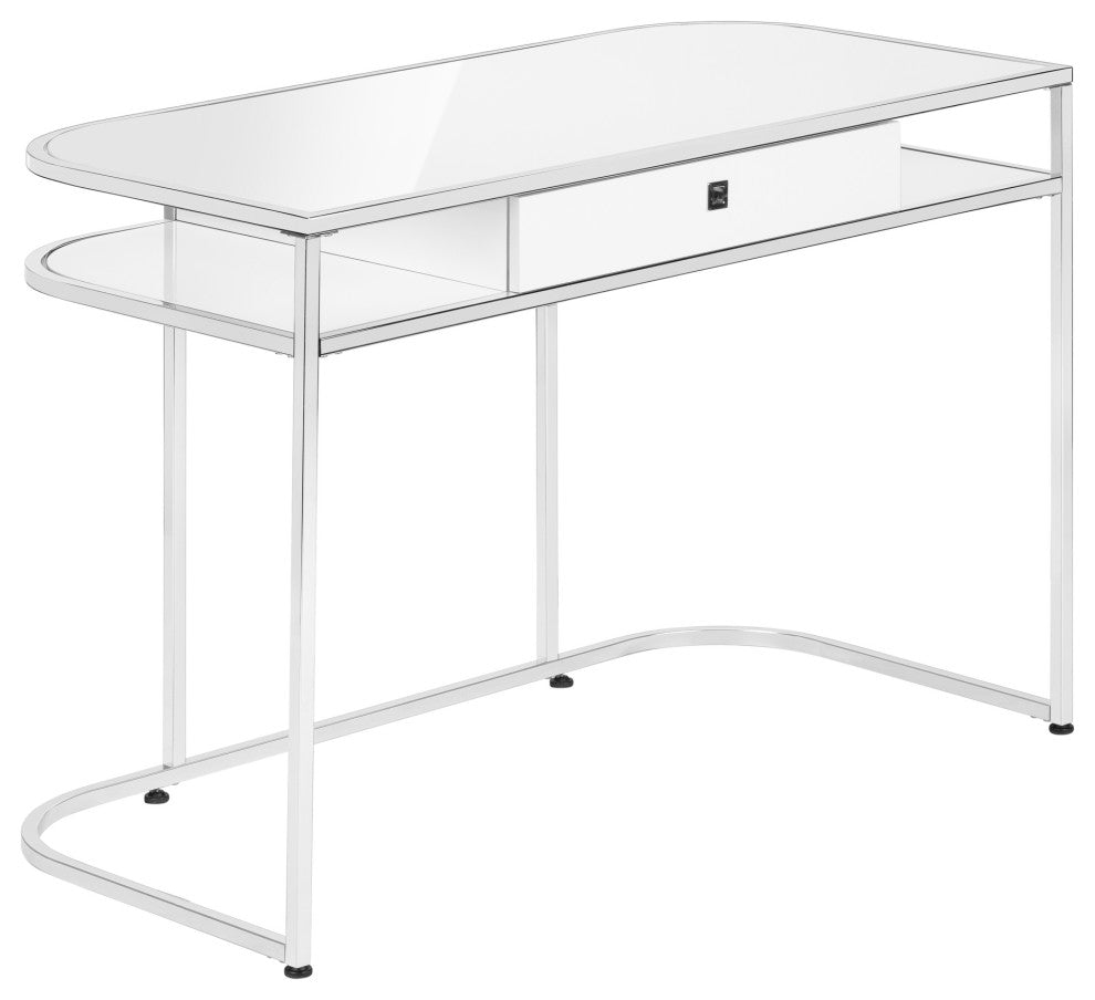 Computer Desk Home Office Laptop Storage Drawers 48"L Work Metal White