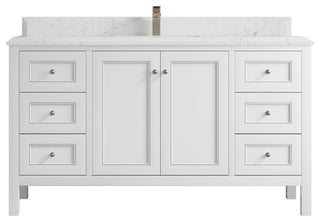 Nashville 60" Single Bathroom Vanity, White 1.5" Empira Quartz