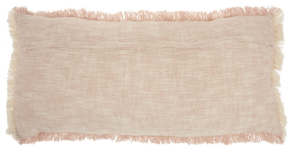 Pink and White Woven Heathered Lumbar Throw Pillow