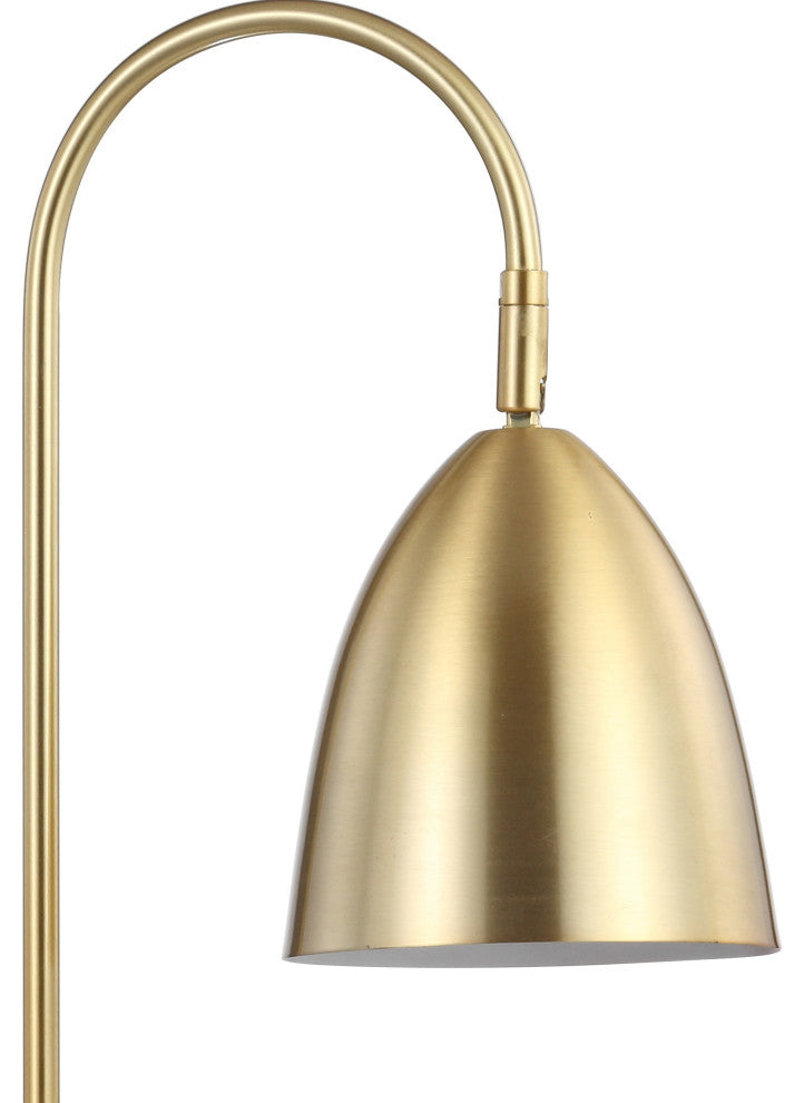 Ana 26" Metal With Marble Base LED Table Lamp, Brass Gold and White
