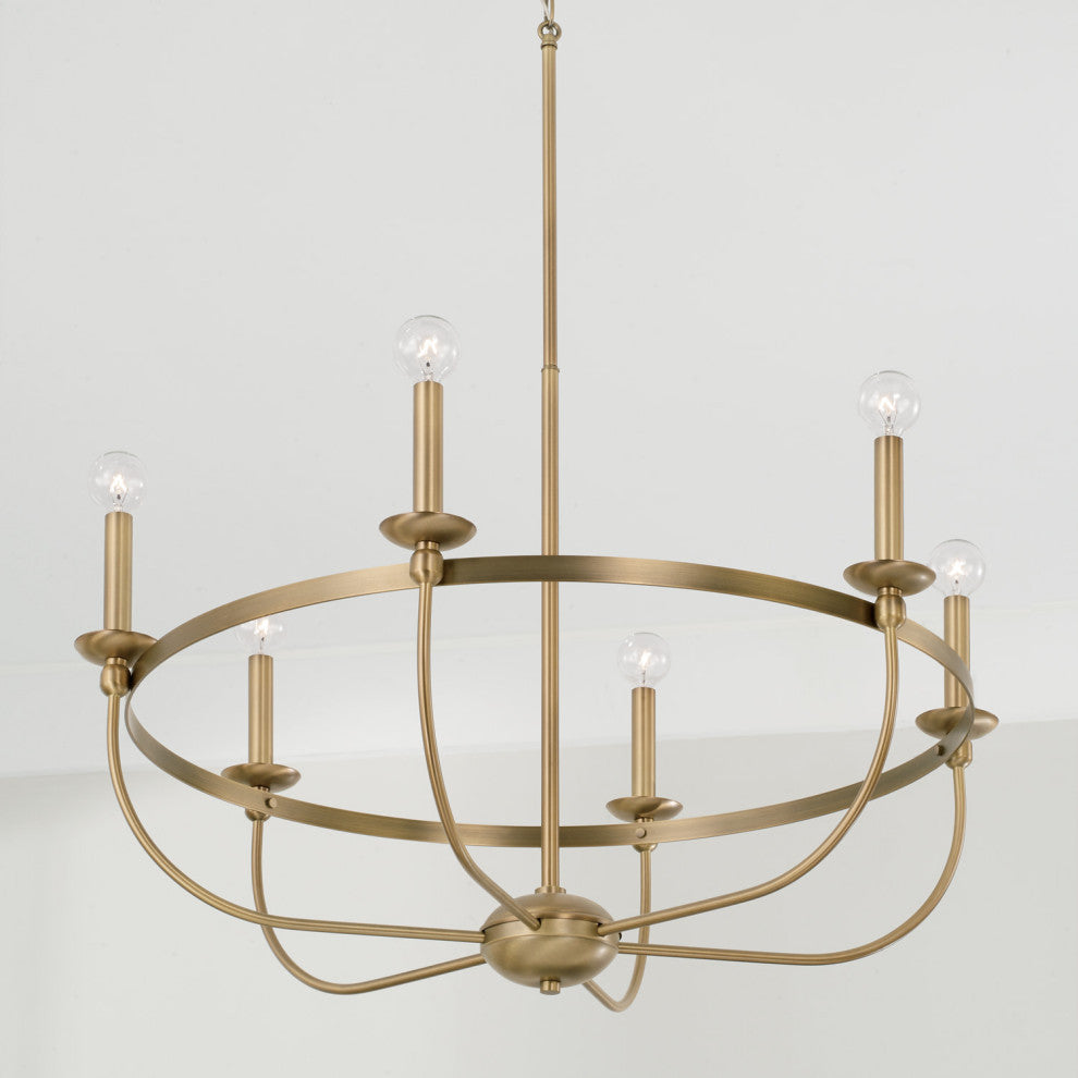 Capital Lighting 425161 Rylann 6 Light 30"W Ring Chandelier - Aged Brass