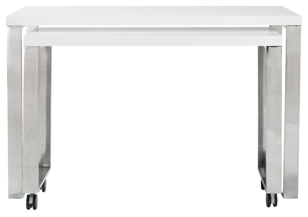 Dillon Side Return, White/Polished Stainless Steel