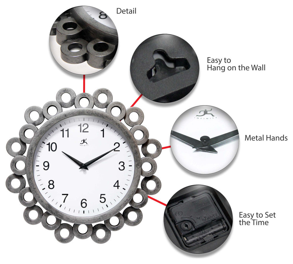 Ellipse 12" Silver Decorative Wall Clock